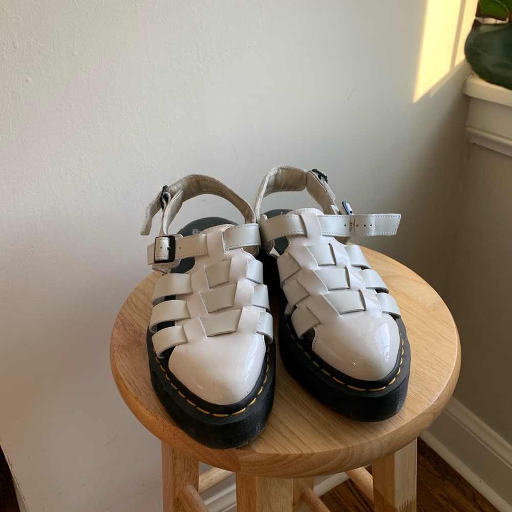 White platform Doc Marten sandals